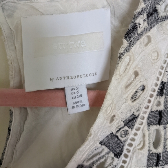 ANTHROPOLOGIE ett:twa striped eyelet romper 2 small - Picture 10 of 16
